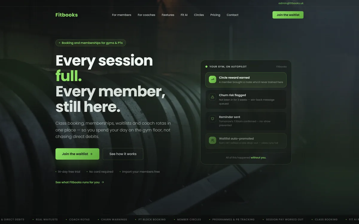 Fitbooks — Gyms & personal training — homepage hero